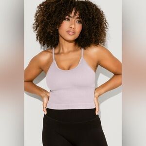 NEW PopFlex Whats the Scoop Seamless Crop Tank Ribbed Purple XS NWT